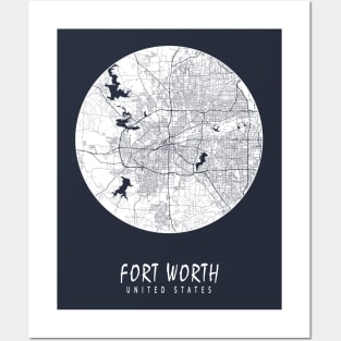 Fort Worth, USA City Map - Full Moon Posters and Art